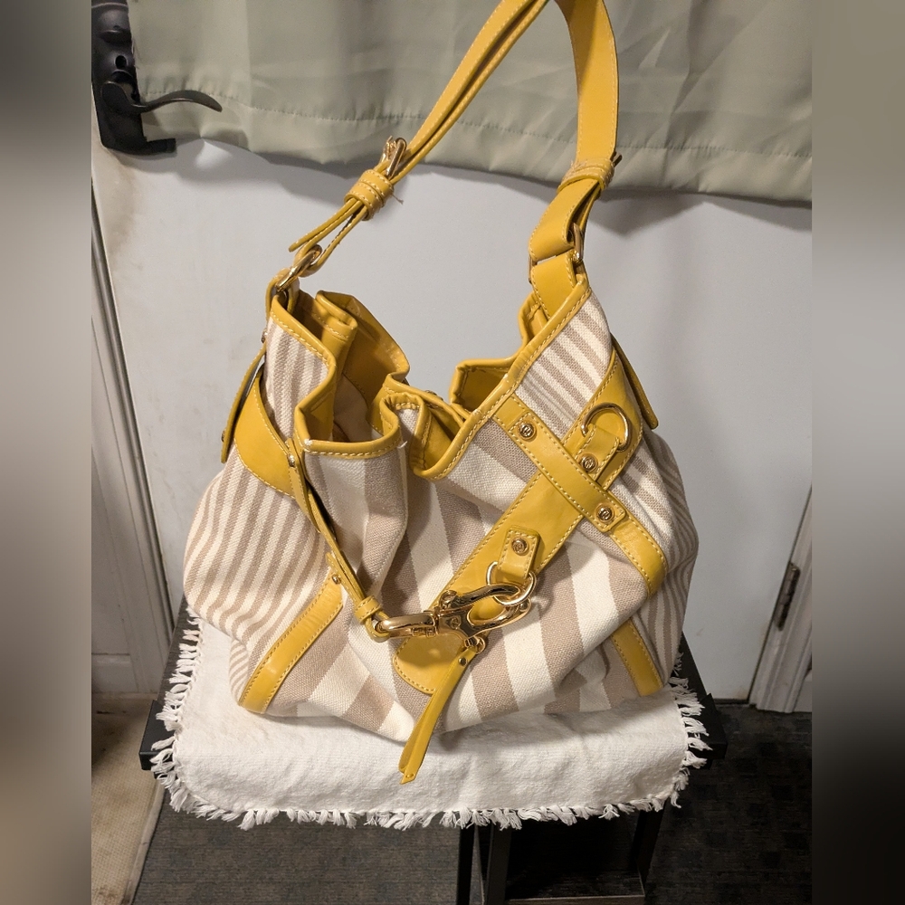 Francesco Biasia Yellow & Cream Purse